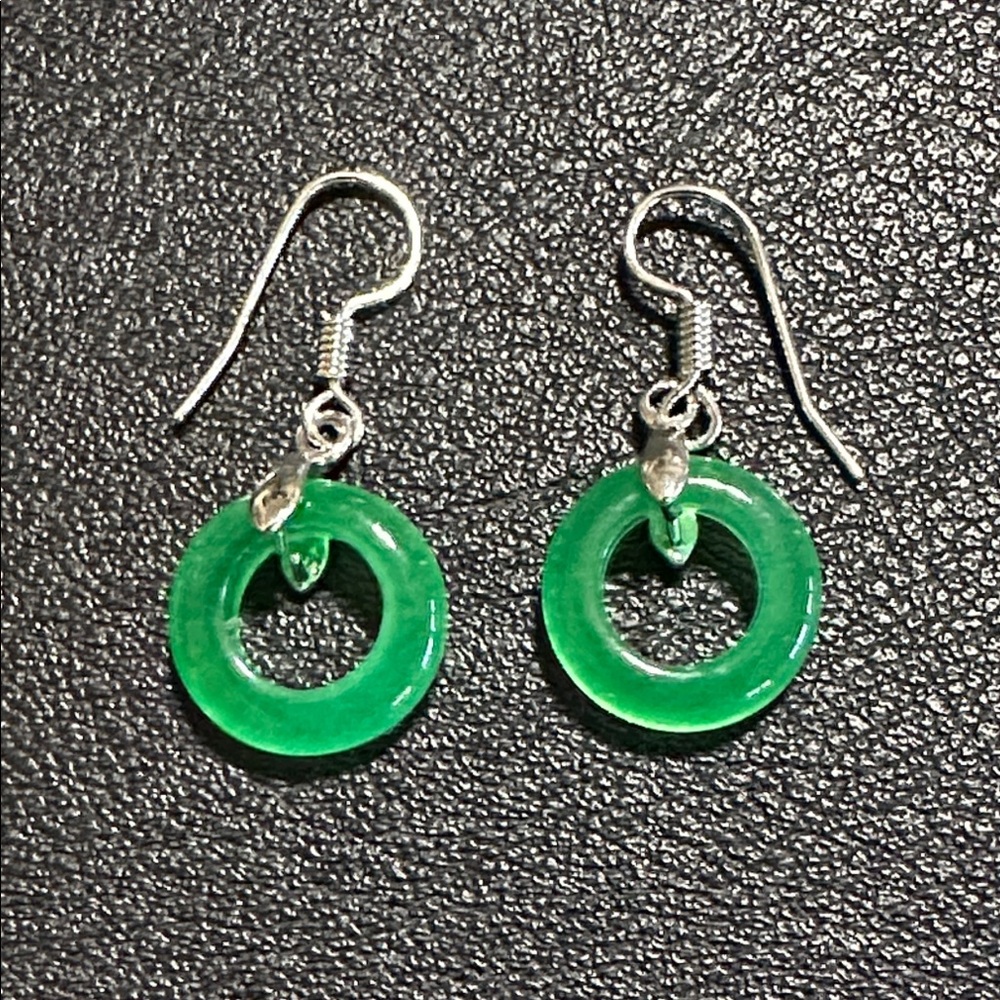 Jade Small Donut Hoop Dangle Earrings